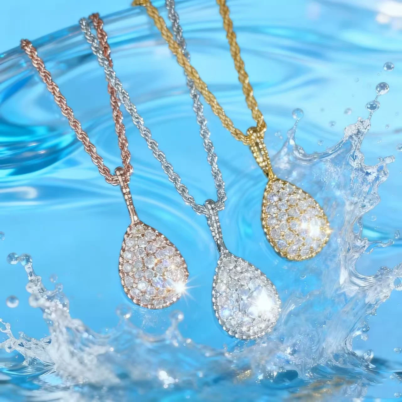

Изысканный женский кулон из чистого серебра во французском стиле с каплями воды, классический муассанит, высококачественный подарок на помолвку на День святого Валентина