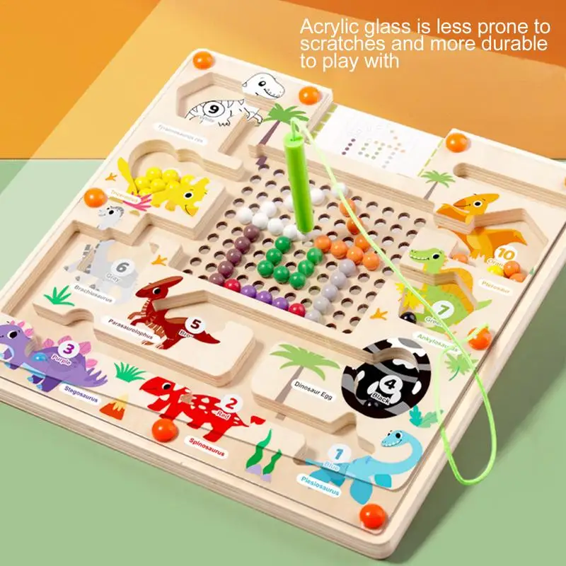 

Bead Game Color Sorting Dinosaur Puzzle Color Sorting Counting Toy Early Education Puzzle Board Game Wooden Magnet Puzzles Board