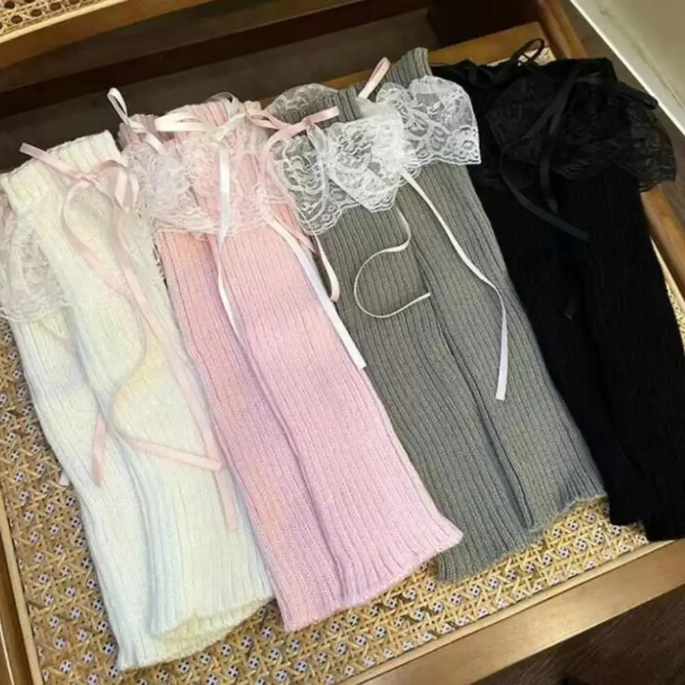 Simpatici scaldamuscoli lunghi lavorati a maglia svasati Scaldapiedi di alta qualità Calzini a bolle JK Coprigambe caldo lavorato a maglia femminile Polsini per stivali con calzino invernale
