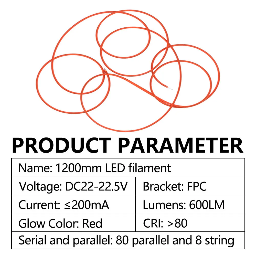 Imagem -02 - Led Filamento Edison Lâmpada de Filamento Parte Dc2222.5v 200ma Luz Incandescente Acessórios Diodos Filamento Flexível Diy 1200 mm