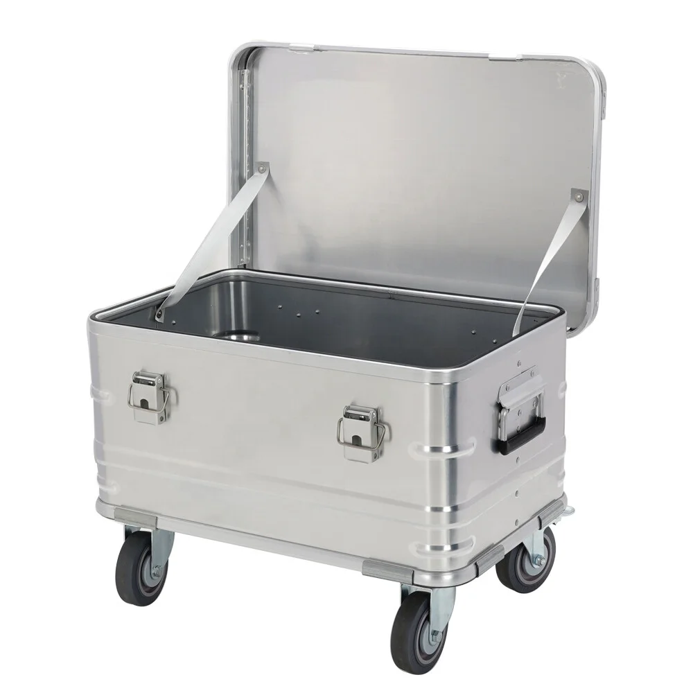 Aluminum Garden Storage Box Outdoor Camping Storage Box with Lockable Lid for Car Camping or RV Use