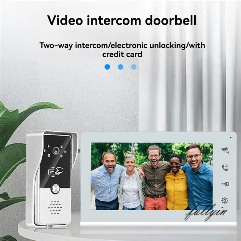 FULL-Smart Wired Video Intercom Video Intercom Doorbell Suitable For Home Outdoor Doorbell With Display EU Plug