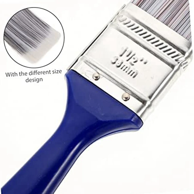 3Pcs Blue Plastic Handle Brush Paint Brushes Varnishes Paint Brushes Wax Brush Flat Drawing Tool Nylon