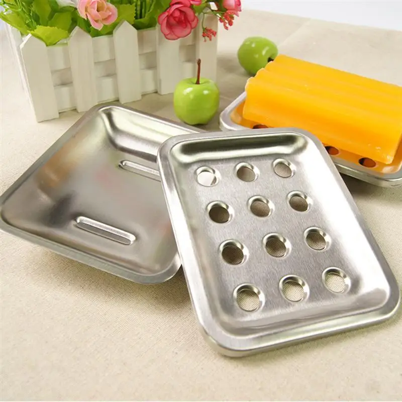 

Stainless Steel Soap Dish Durable Double Layer Drainable Soap Container Tray Storage Rack Bathroom Kitchen Sink Organizer NEW