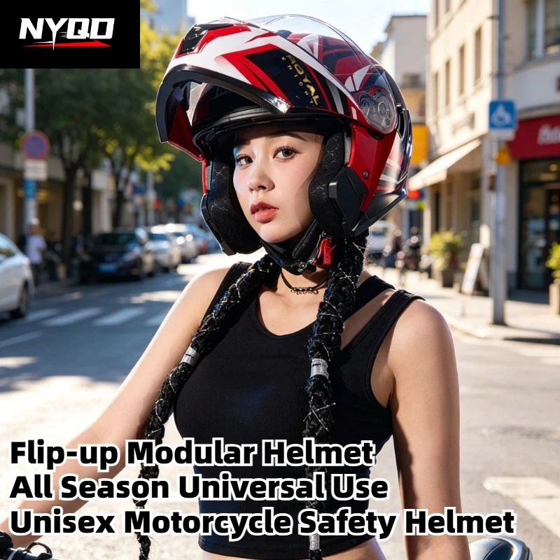 

3C & DOT Certified Motorcycle Flip-up Helmet, Unisex All-Season Safety Cap for E-Scooter & Riding casco de moto