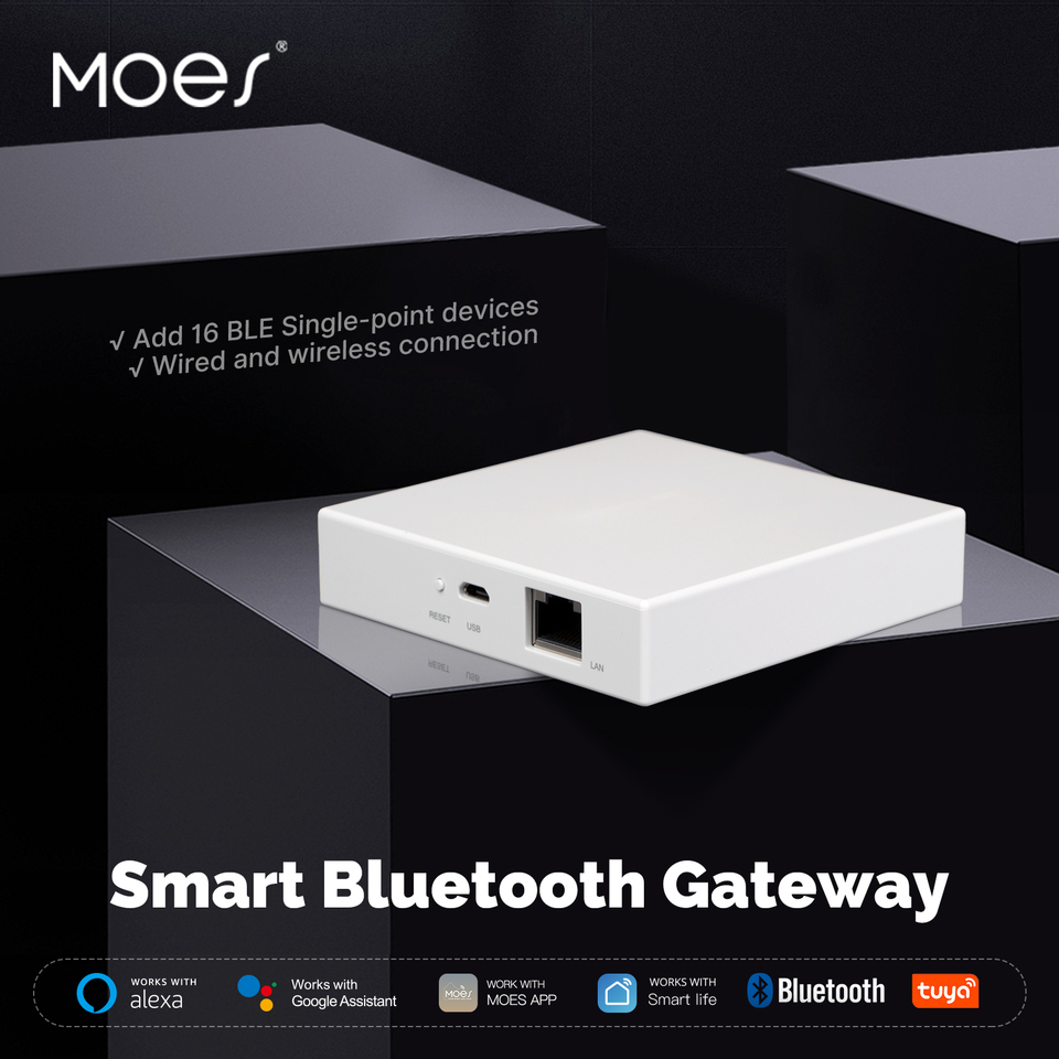 MOES Tuya Bluetooth Gateway Smart Hub Bridge Support Sigmesh Beaconmesh Wireless Wired App Remote Control Work With Alexa Google