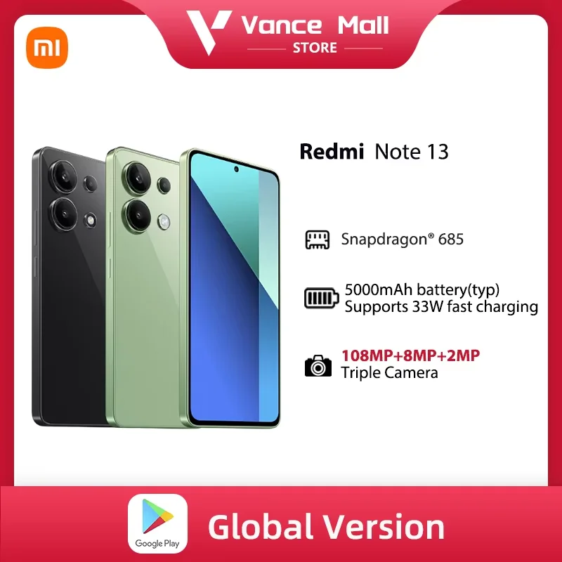 Xiaomi Redmi Note 13 Smartphone Snapdragon® 685 108MP camera 120Hz AMOLED display 33W charging