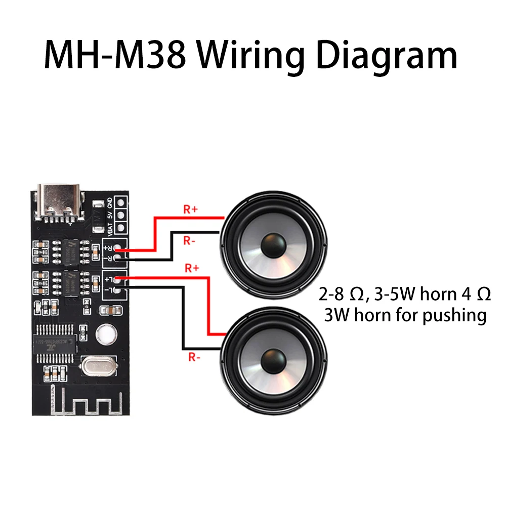 Wireless BT5.1 Audio Receiver Module 5V 5W Type-C Port Stereo Sound Amplifier Board For Audio DIY Modifications MH-MX38