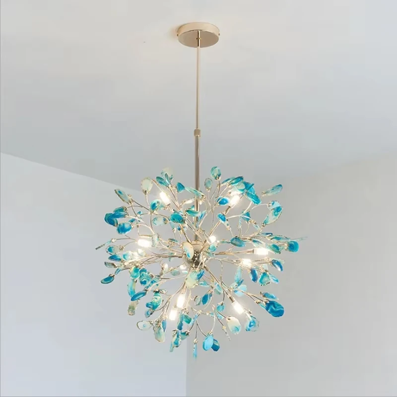 Nordic Living Room LED Chandelier Lighting Modern Dining Room Agate Creative Pendant Light Artistic Bedroom Firefly Hanging Lamp