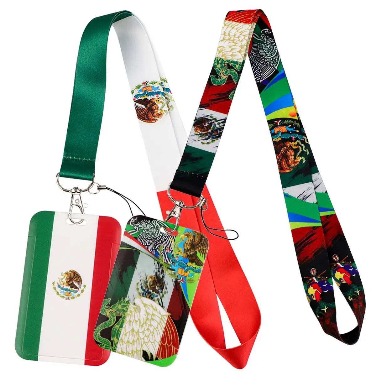 Mexican Flag Credential Holder Keychain Lanyards for Keys Neck Strap ID Card Gym Phone Straps USB Badge Holder DIY Hang Rope