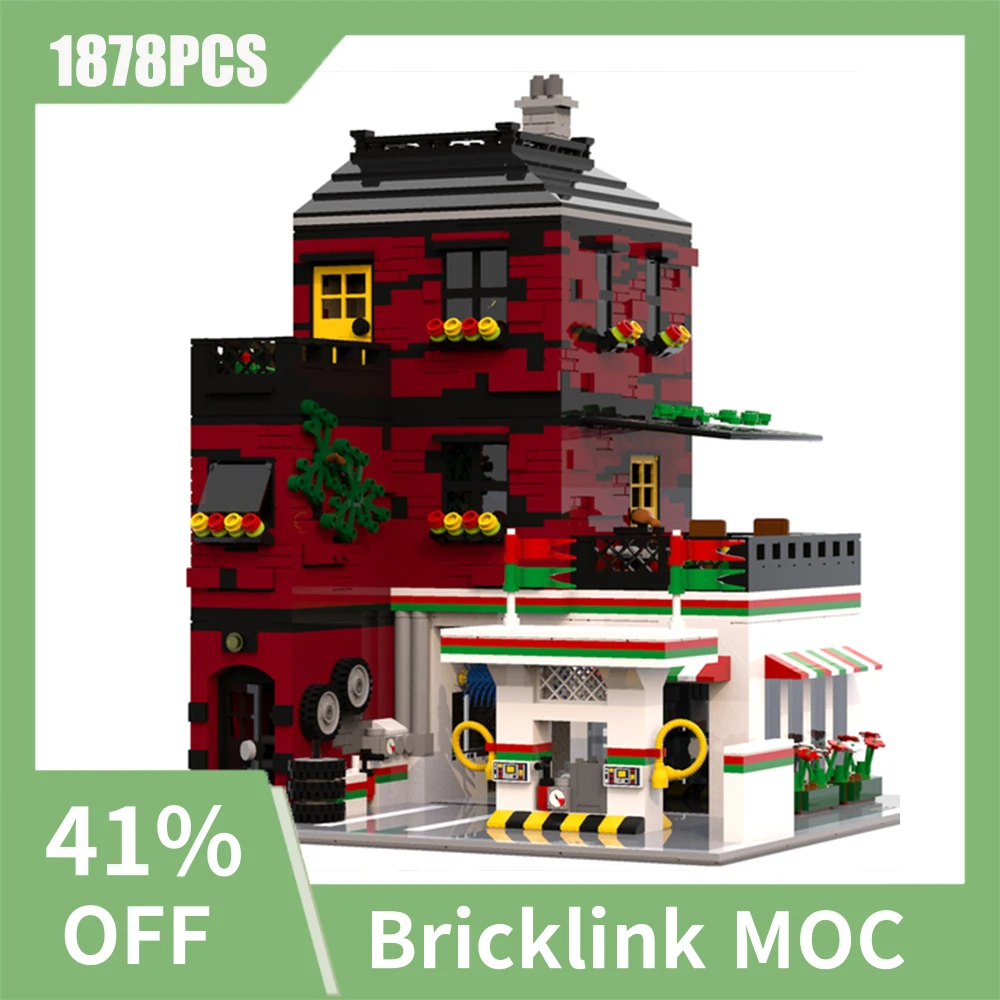 

1878PCS City Hot Selling Street View Moc Town Octan Gas Station Building Model DIY creative ideas Child Toy birthday Gift Blocks