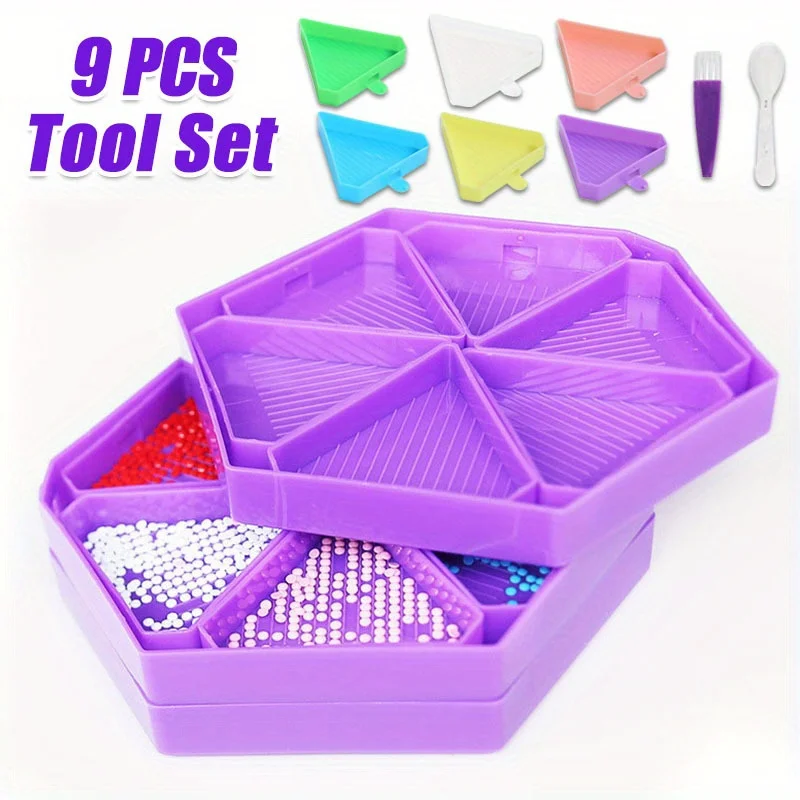 9PCS New Diamond Painting Tray, Multi-functional Diamond Painting Plate, DIY Diamond Painting Accessories, Diamond Tray Tool Set