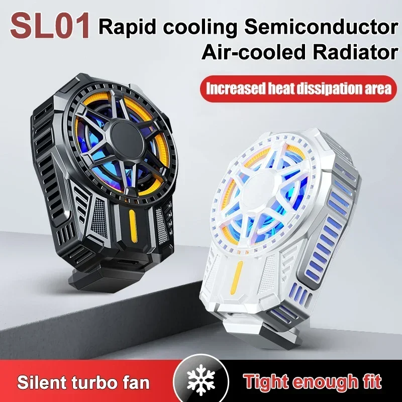 

SL01 Mobile Phone Semiconductor Air-cooled Cooling Fan Radiator Back-clip Type-C Game Cooler for IOS Android PUBG Cool Heat Sink