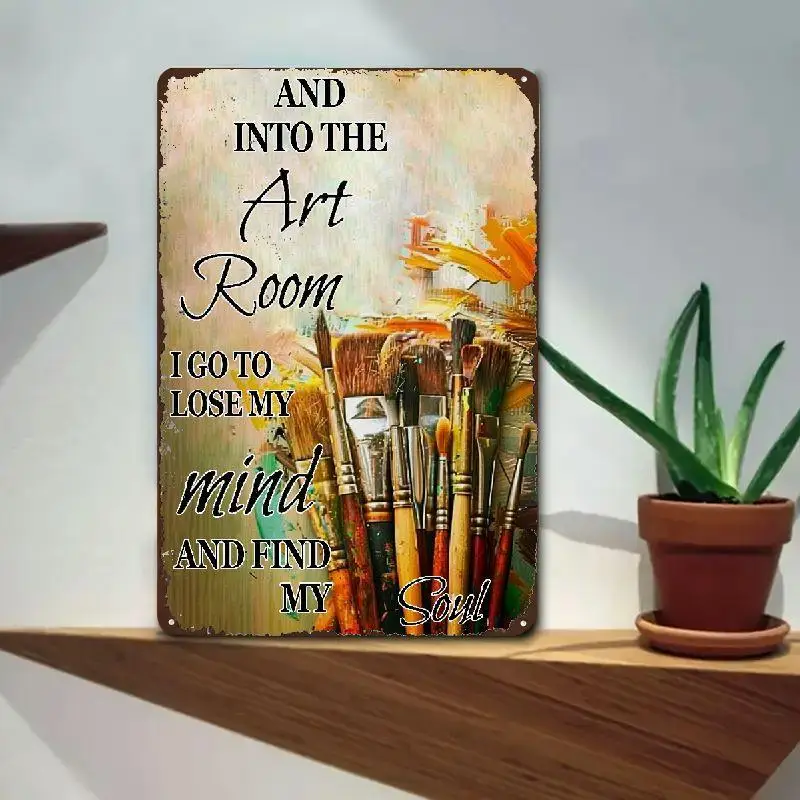 Cartel Metálico Vintage 2D Flat Decorativo, Estilo Sencillo y Moderno, Decoración Pared para Estudios Creativos, Bares y Cterías