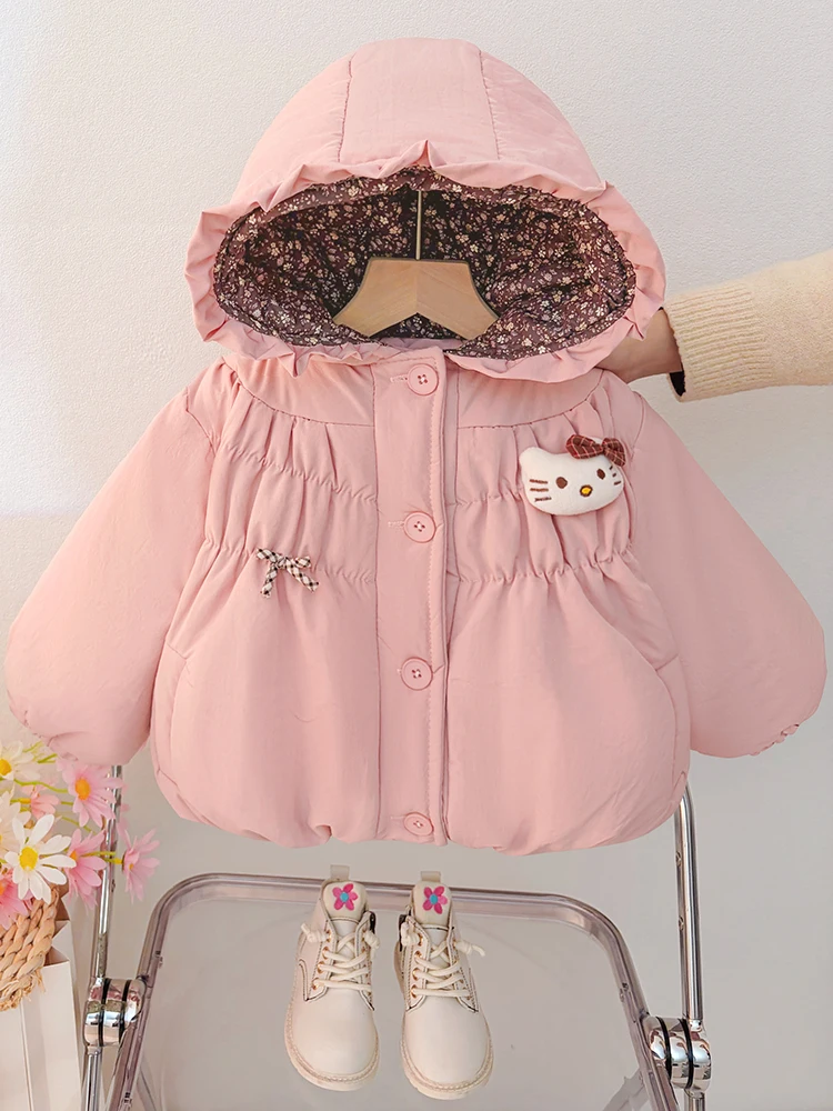 

Зимнее хлопковое тюлевое пальто на подкладке для девочек, теплое слиповое пальто с капюшоном, Новое поступление, детская одежда, верхняя одежда