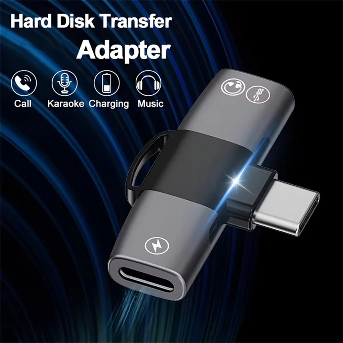 Адаптер для наушников Type-C OTG 2 в 1, двойной разветвитель USB типа C