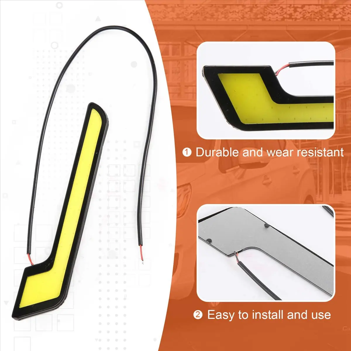 1Pair L-Shape COB Car LED Daytime Running Lights Fog Lamp White DC12V Main in Car Light