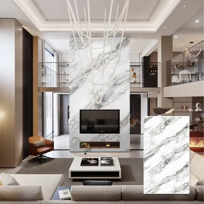 Waterproof Fireproof PVC European Household Interior Marbling Wall Panels Gloss Shower WPC Home Decor Customer Stone 7.10