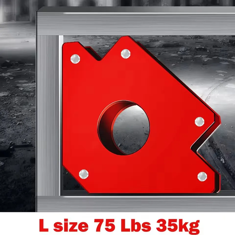 L Size 75LB (35kg) Magnetic Welding Holder – 45° 90° 135° Multi-Angle Weld Locator Tool – Red Ferrite Magnet for Steel Fixing