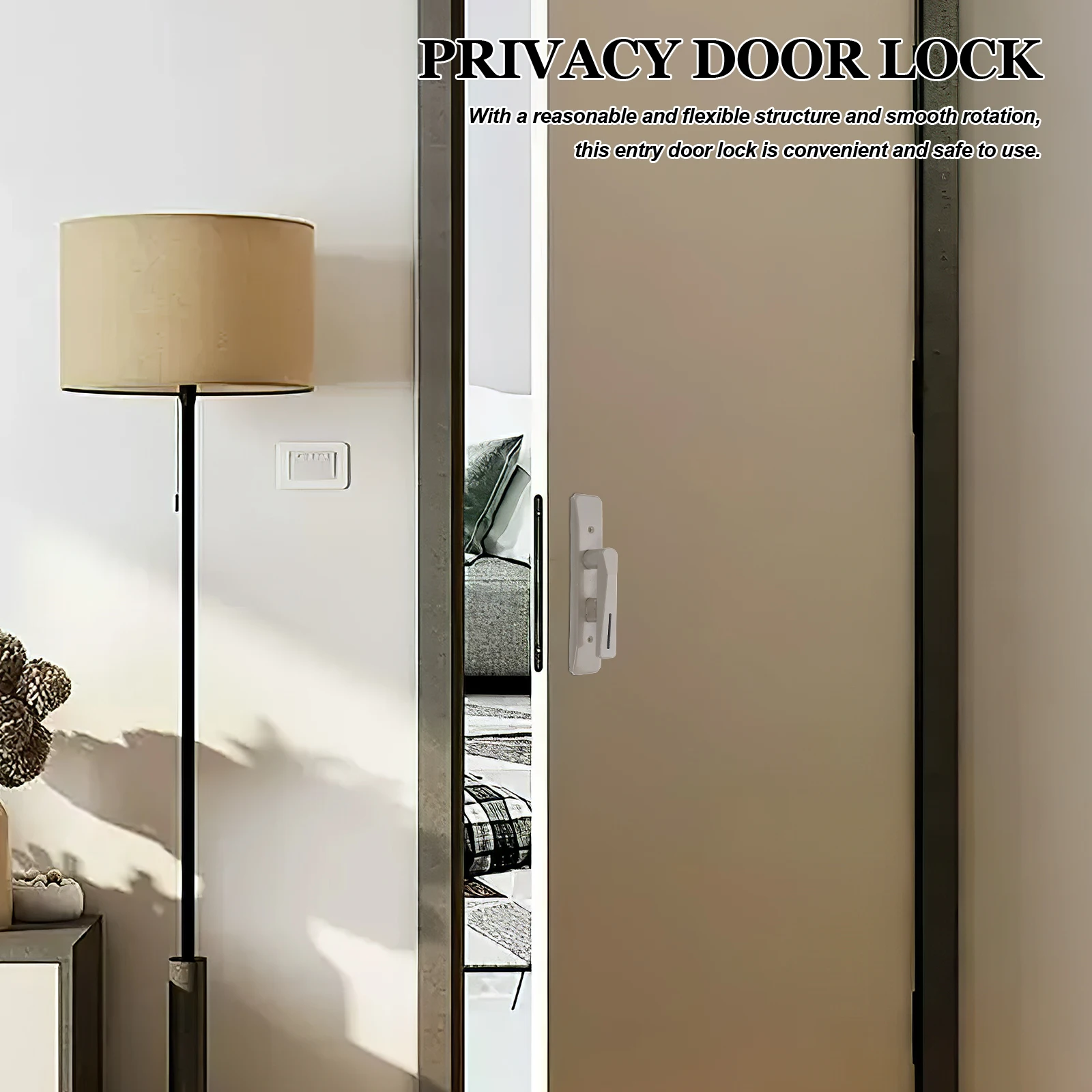 

Aluminum Alloy Lock Single Tongue Lever for Bathroom Lock For Bedroom Door Kitchen Glass Doors Beige Privacy Knob Easy Install