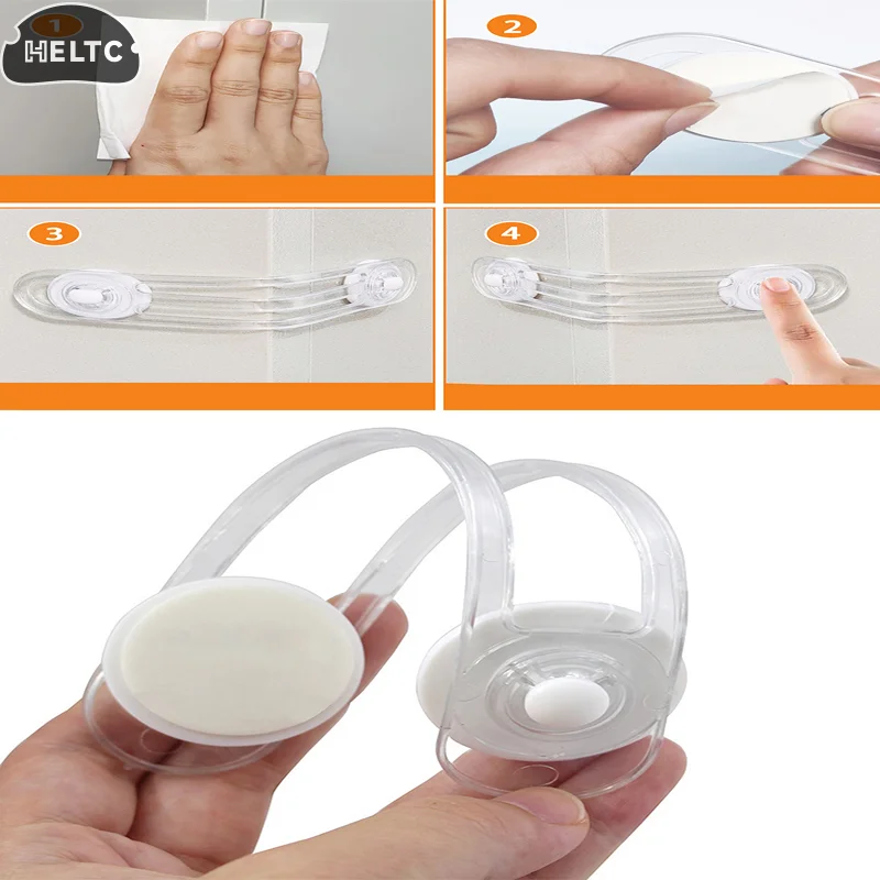 

5pc ABS Plastic Multi-functional Baby Child Safety Lock Drawer Refrigerator Lock Transparent Anti-Opening Soft Strap Safety Lock