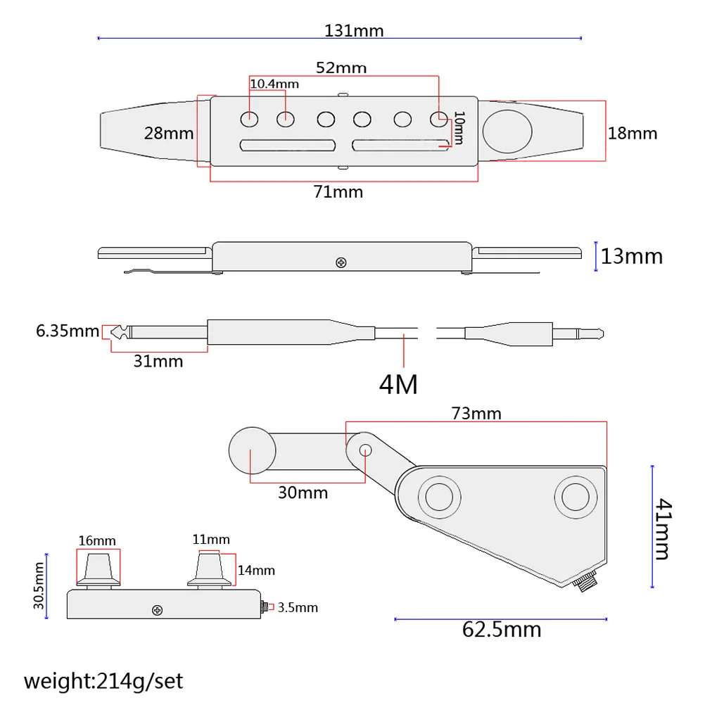 

Classic Acoustic Guitar Pickup Transducer Amplifier Soundhole Pickup Low Noise Durable Gmb362 Black Tone Volume Control