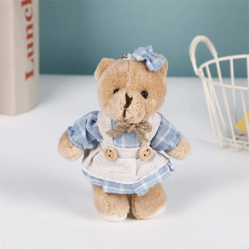 Cute Wear Clothes Bear Plush Cartoon Rabbit Pendant Doll Keychain Backpack Car Bag Decoration Key Ring Girls Gift image 2
