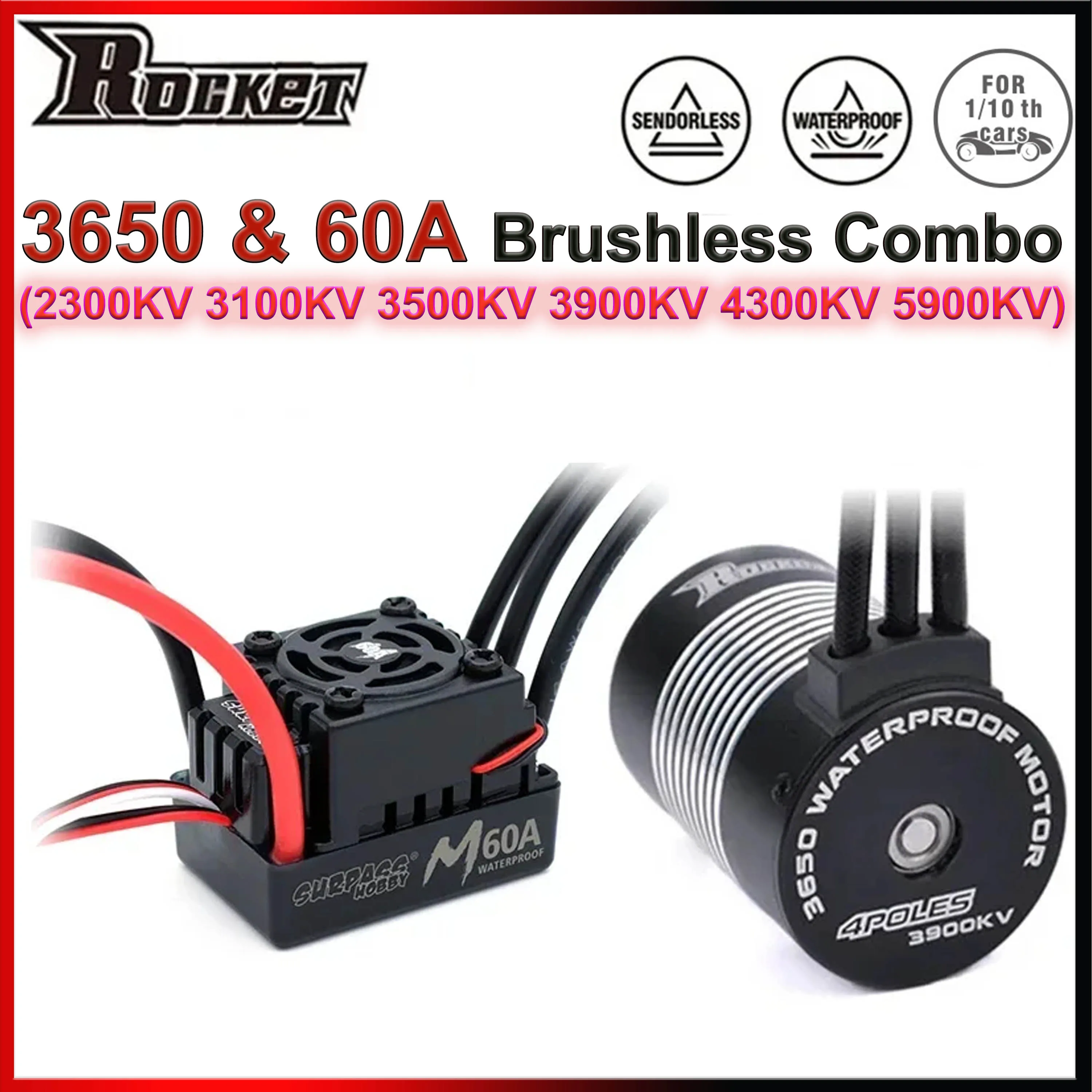 

Surpass Hobby Rocket 3650 2300 3100 3900 4300KV Водонепроницаемый бессенсорный бесщеточный двигатель M60A ESC для 1/10 RC автомобиля, лодки, игрушечные детали