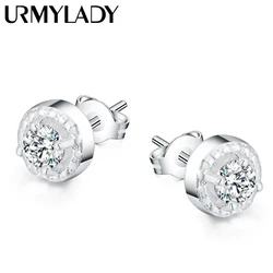 Hot new high quality 925 Sterling Silver personality crystal stud Earrings Women party Jewelry Ear studs fashion Christmas Gifts