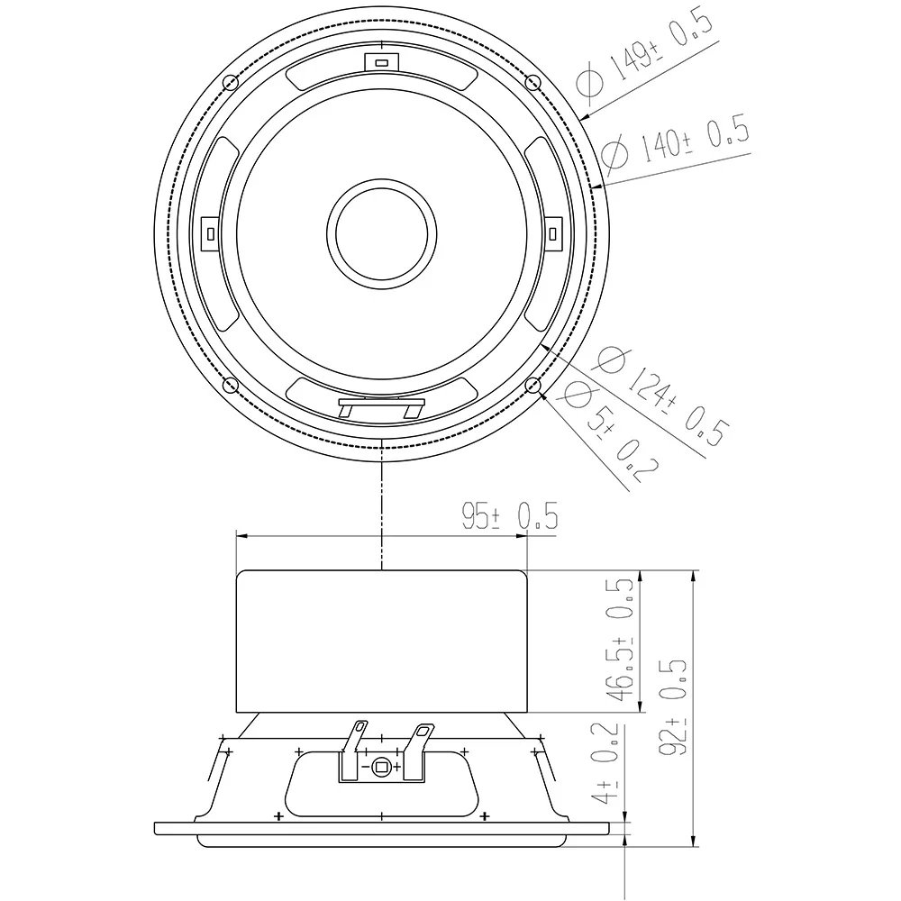 MW Audio 2 Stück 5,25" Auto-Tieftöner 50W 4/8 Ohm, Fiberglas-Membran 25mm Schwingspule Bass-Treiber – Detail 5