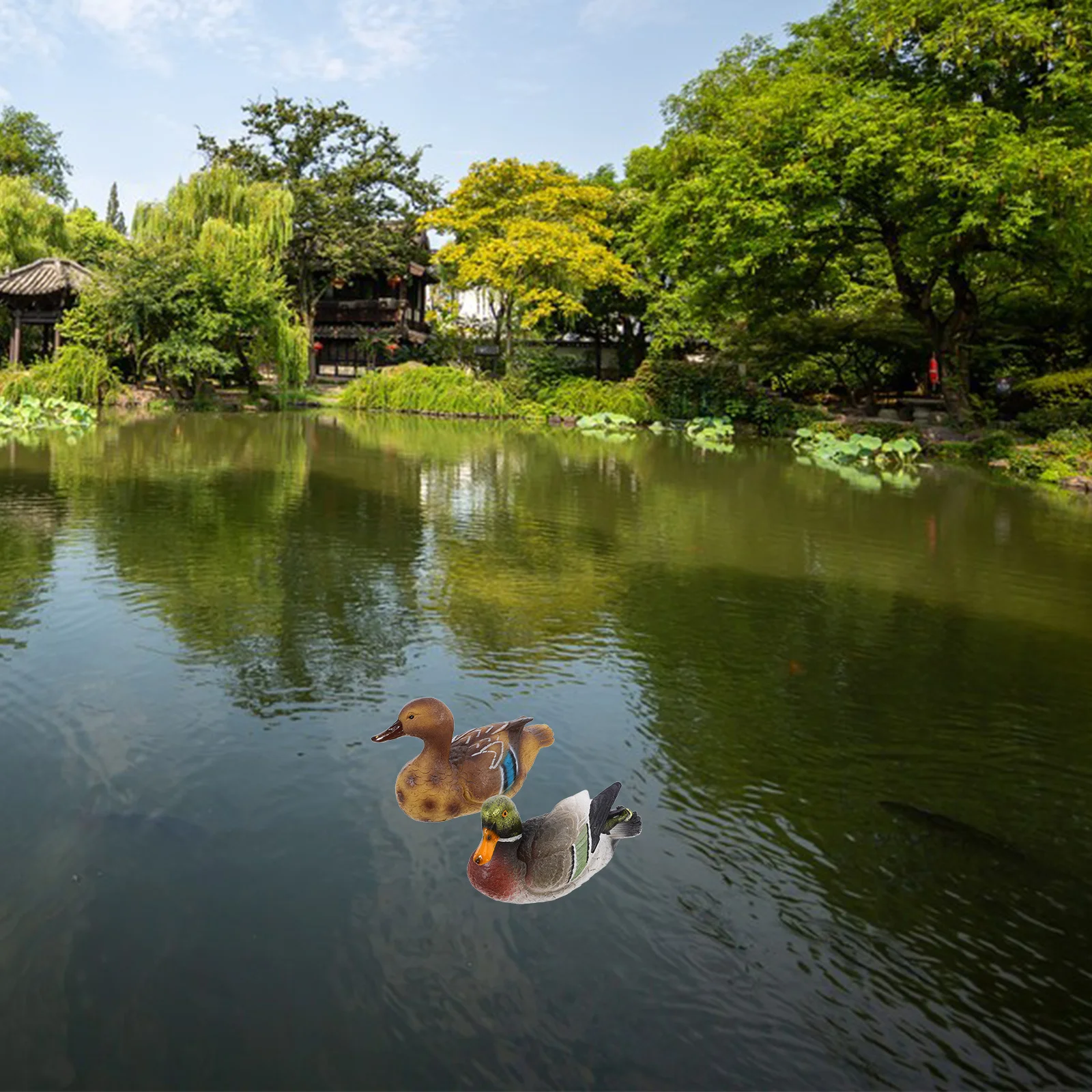

2Pcs Duck Floating Decor Realistic Resin Duck Figurines Outdoor Pond Decoration Garden Yard Sculpture