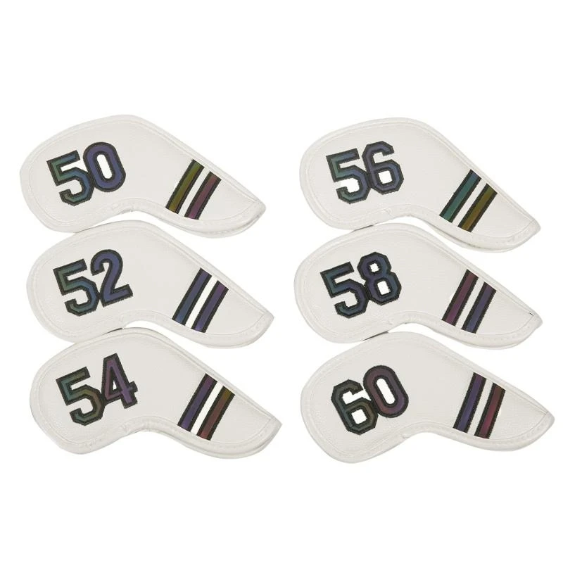 G6DE 6Pcs Golfs Head Cover, Thick Synthetic PU Leathers Golfs Iron Head Cover with Big Number for Long Neck Golfs Club Head