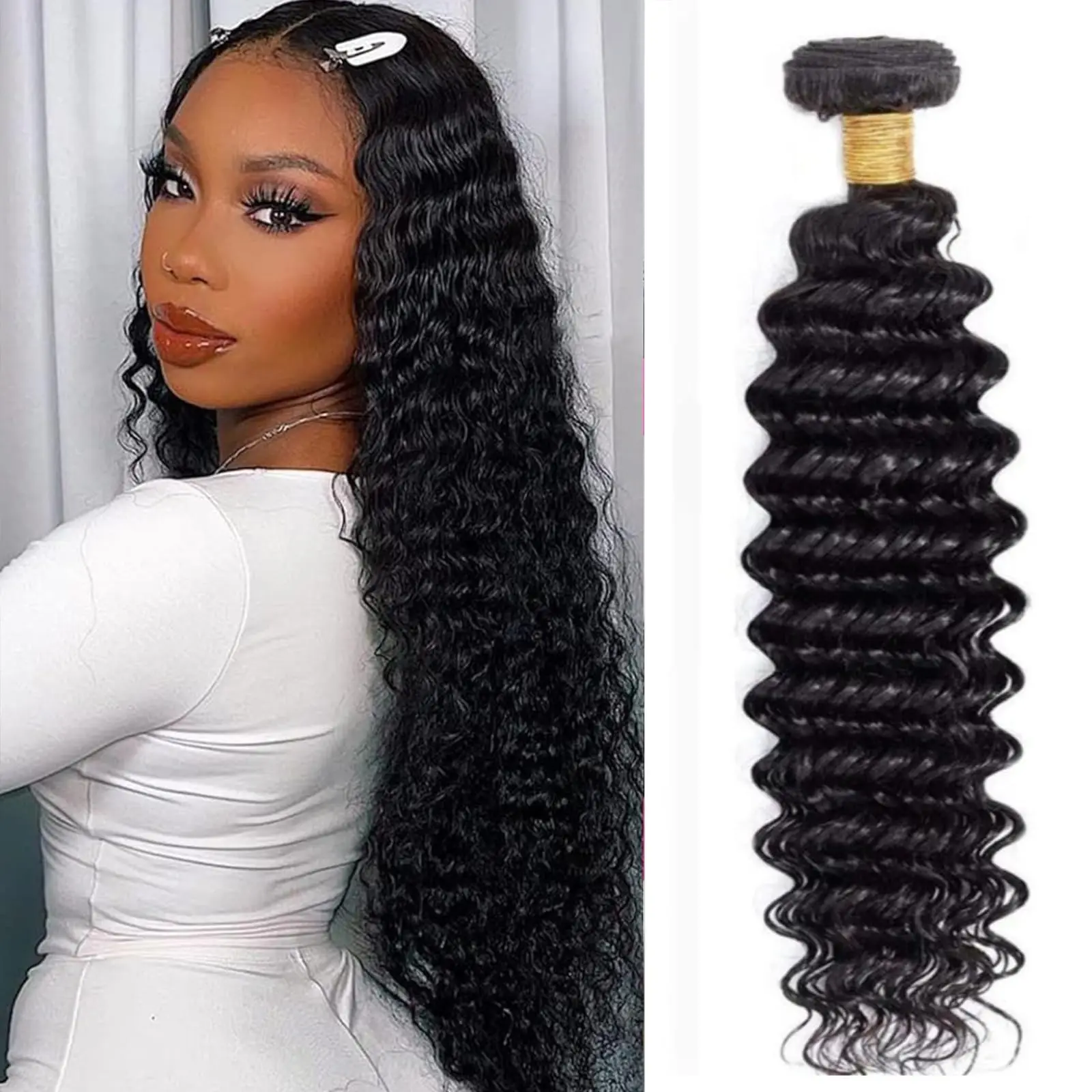  Deep Wave 100% Human Hair Quick Weave Bundles Brazilian Water Curly Raw Virgin Hair Bundles Extensions Wholesale