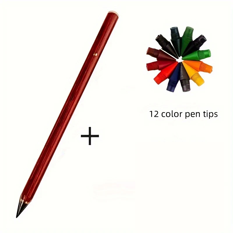 1 Stück Bleistift + 12 Farbstifte, Permanentstift, unbegrenztes Schreiben, Massivholz-Bleistift, HB-Ersatzset, Schüler-Zeichenstift, Kunst-Bleistift, Schule – Detail 3