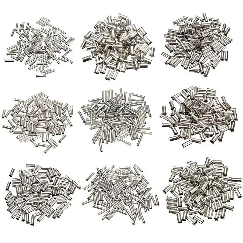 100pcs Butt Wire Connector Uninsulated Ferrules Electrical Cable Terminal Bare Tinned Crimp Terminal 0.5-16mm2