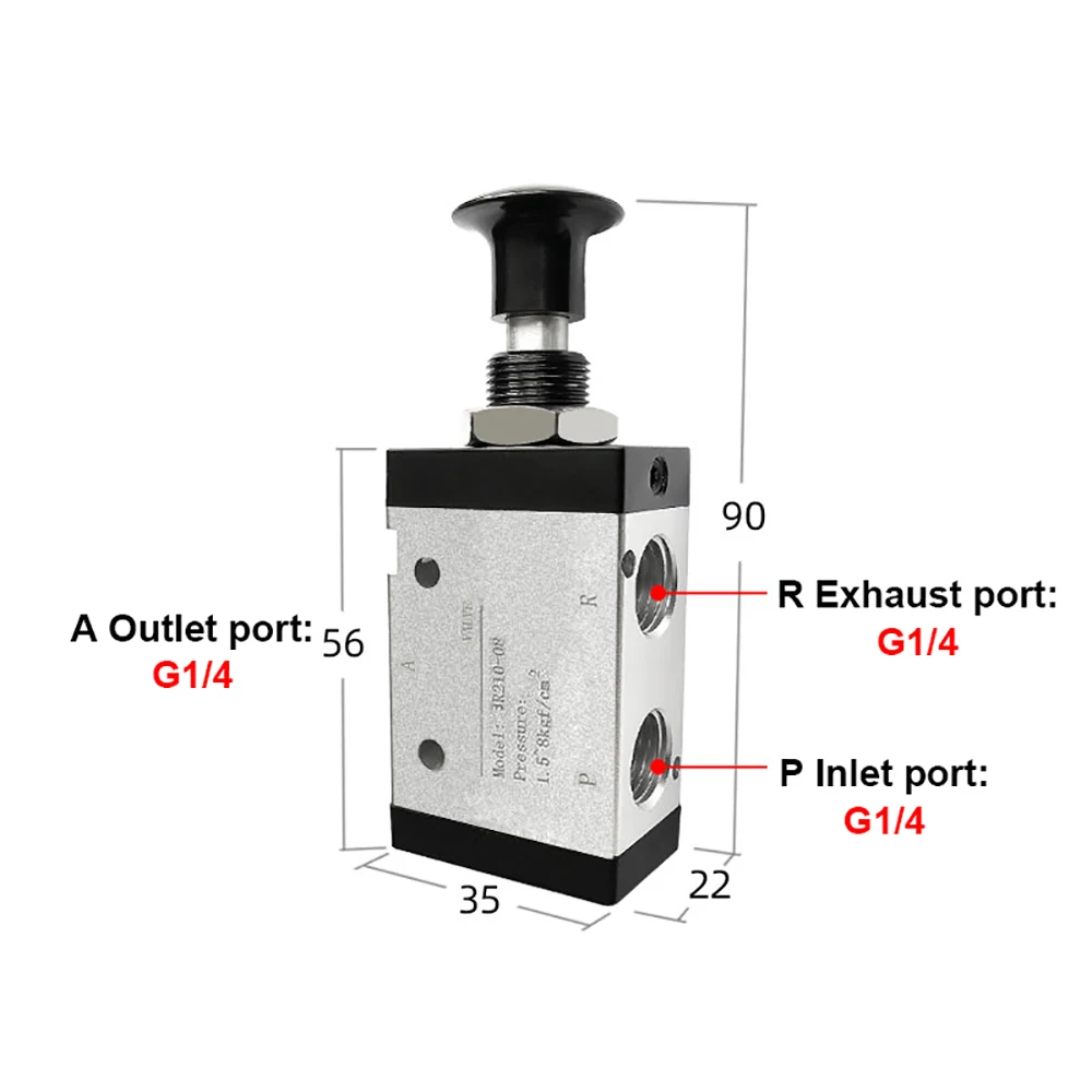 3R210-08 Manual Valve 3 Way 2 Position Push and Pull Pneumatic Switch of Directional Valve