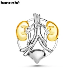 Hanreshe Urology Kidney Bladder Brooch Pins Silver Plated Prostate Organ Medical Jewelry Lapel Badge Gift for Doctor Nurse