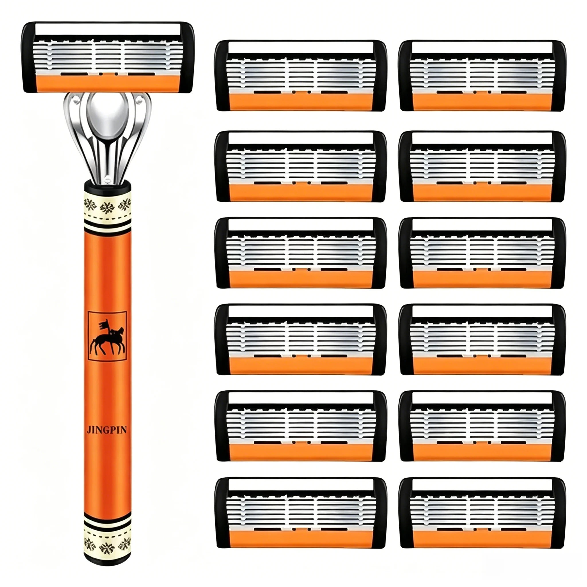 12p Six Layers Safety Razor for Mens Shaving&Womens Stainless Steel Changeable Shaver for Thick Beards Clean Razor Hair Removal