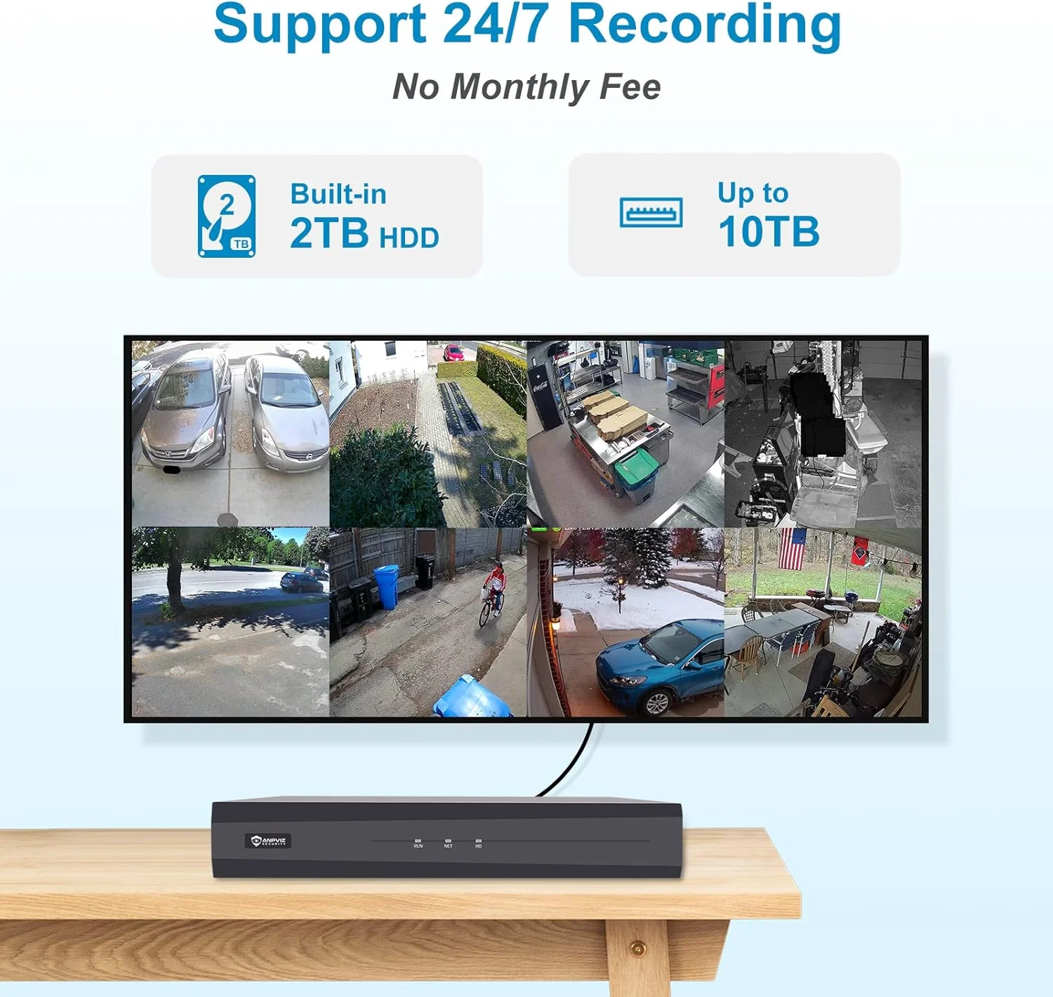 Anpviz 8CH 4K PoE Security Camera System 6pcs 8MP PoE IP Cameras Person Vehicle Detection Smart Dual Light 8CH NVR with 2TB HDD