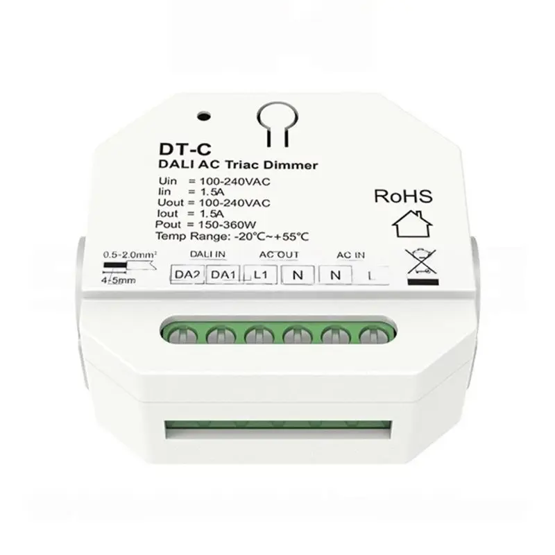 

ABGH-Skydance 2026 NEW One Channel 1Chx8a DALI AC Relay Unit DH-B(DT7) 150-360W 100-240VAC Triac Dimmer DT-C(DT4) 0.02A Max 8A