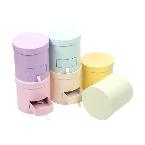 Double-deck Round Paper Gift Box With Drawer Jewelry Cosmetics Bouquet Packing Romantic Valentines Day Wedding Birthday Boxes
