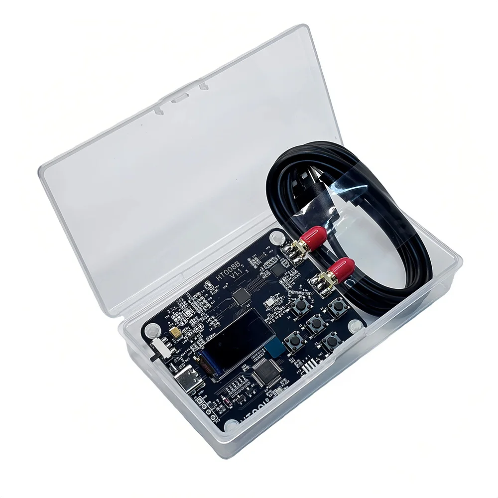 เครื่องกำเนิดสัญญาณ HTOOL MAX2871 50-6400MHz รุ่น HT008B แบบสองช่องสัญญาณ ความละเอียด 1KHz ลดสัญญาณรบกวนเฟสต่ำ ควบคุมผ่าน USB UART พร้อมฟังก์ชัน Sweep Point