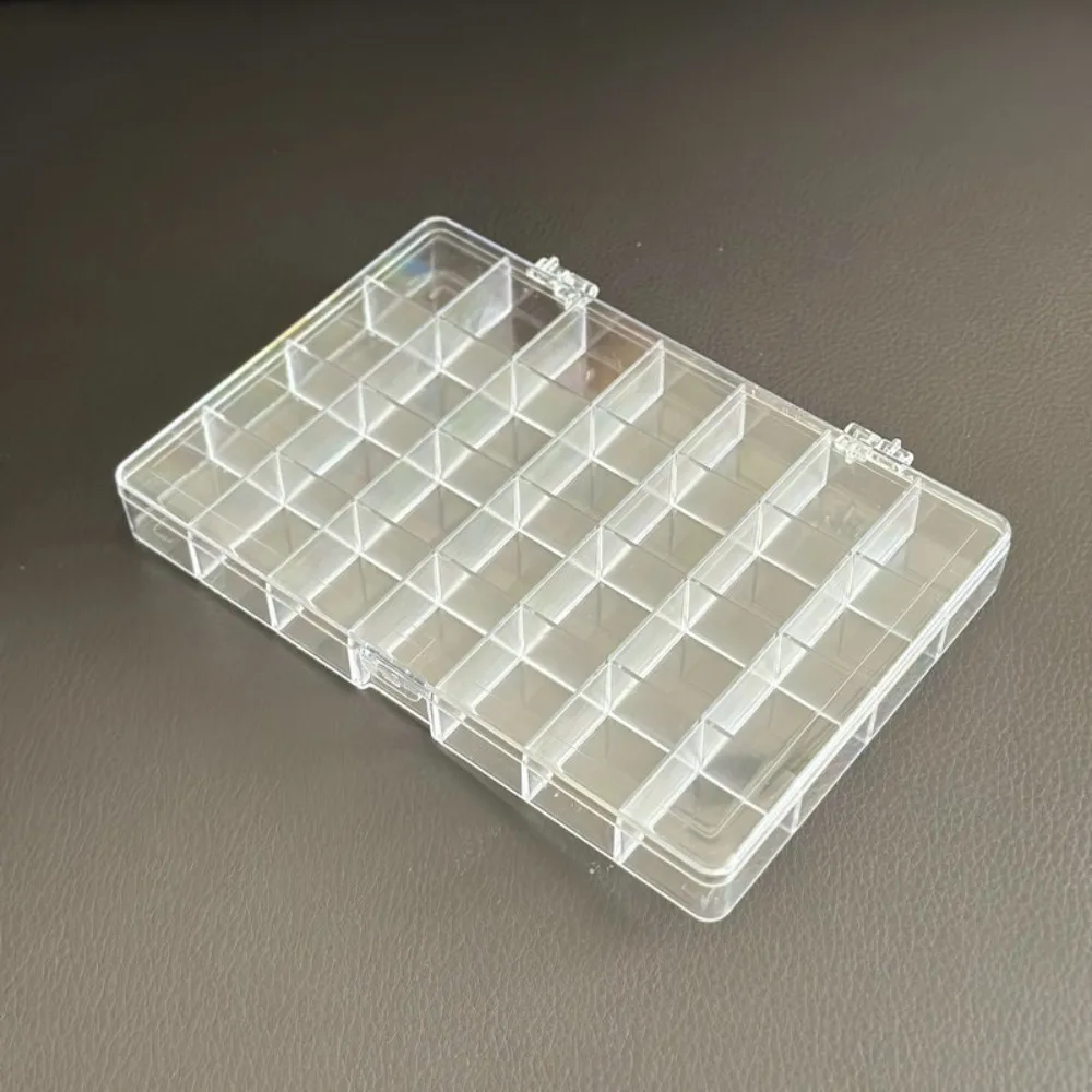 Transparent 28 Grid Jewelry Box Plastic Tabletop Organizer Doll Display Case Rectangle Compartment Storage Box for DIY Craft