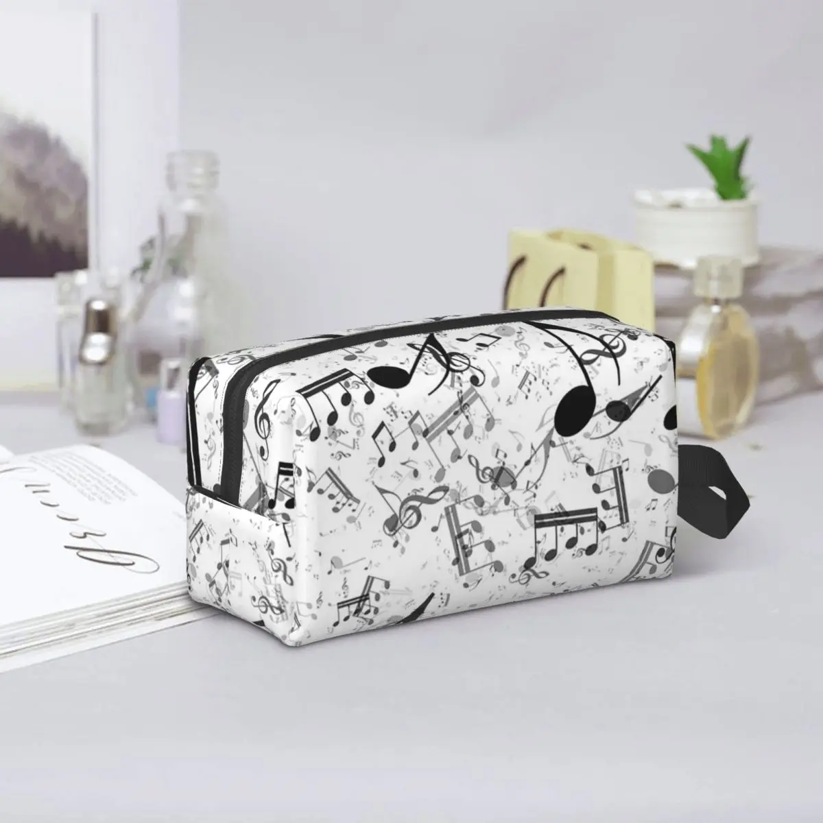 

Косметичка-органайзер для макияжа и туалетных принадлежностей с нотами бас-гитары, дорожный несессер для женщин, косметичка для путешествий, пенал