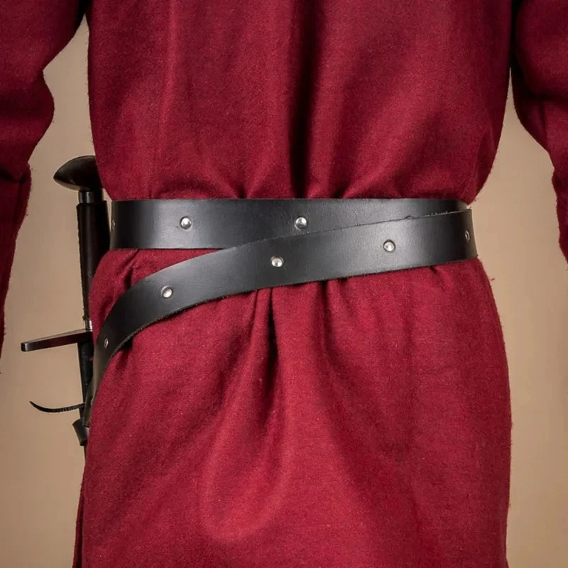 Middeleeuwse Viking Ridder Lederen Zwaard Riem Schede Mannen Piraat Dubbele Wikkel Schede Houder Rapier Holster Voor Larp Cosplay Kostuum