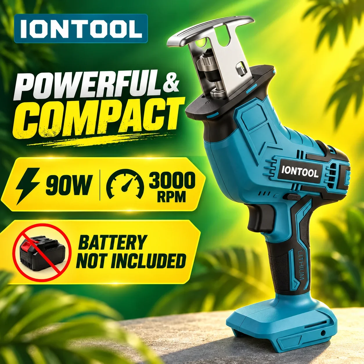 IONTOOL Cordless Reciprocating Saw 90W 3000RPM for DIY Enthusiasts Home Mechanics and Garden Pruning Tasks Tool Only