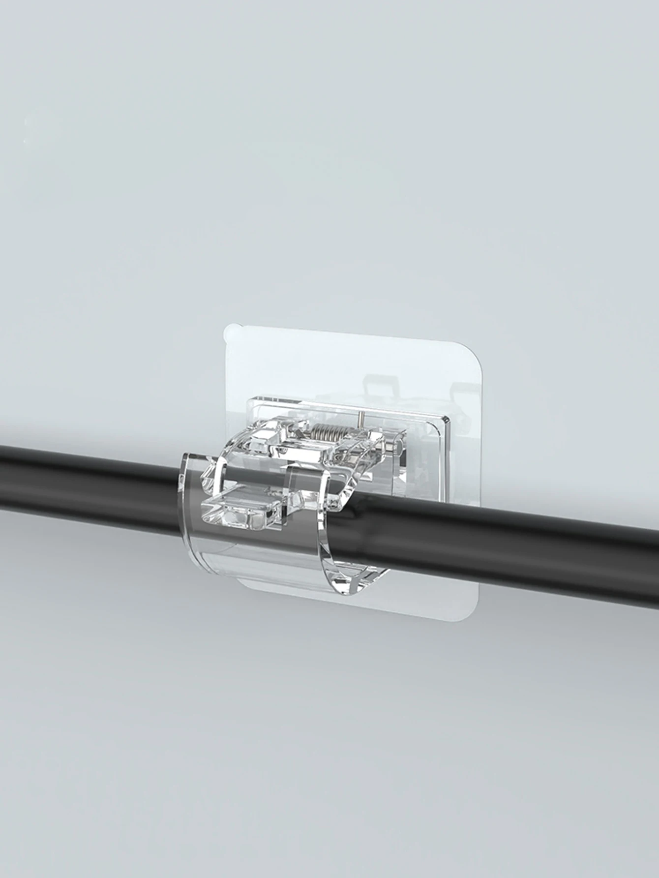 غير مثقب لاصق قضيب الستارة المشبك شفافة الاكريليك العارضة ستارة الباب معلقة المشبك هوك قوس تلسكوبي