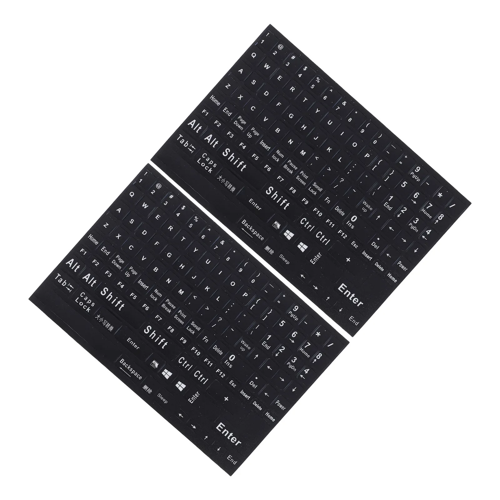 2 Sheets Full Layout English Keyboard Stickers PVC High Durability Clear Print Scratch Resistant Easy Application Removal No