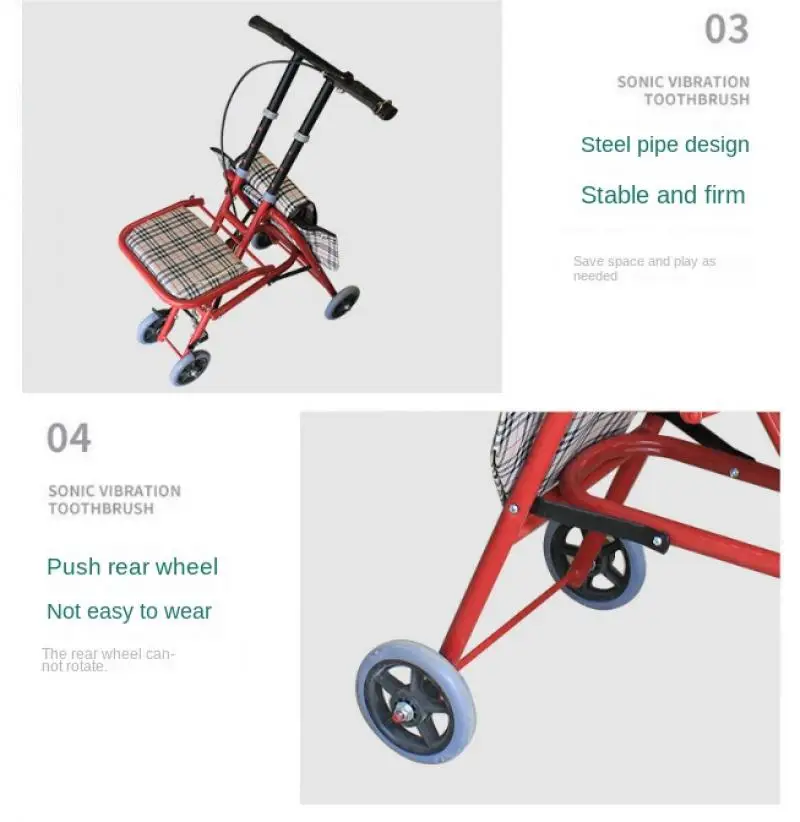 Elderly Walker Portable Foldable Small Shopping Trolley Fracture Paralysis Patients Rehabilitation Training Mobility Aids