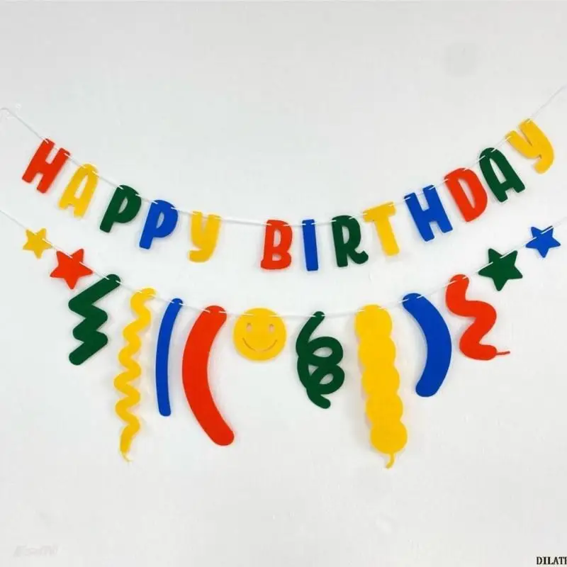 birthday ins decor birthday ribbon Flag Banner party birthday garland party photo prop decoration decor birthday Party Smile